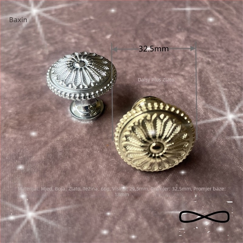 Baixin 1222 mosazna ručka za garderobu i ormar, lijevano pod pritiskom, stil laganog luksuza