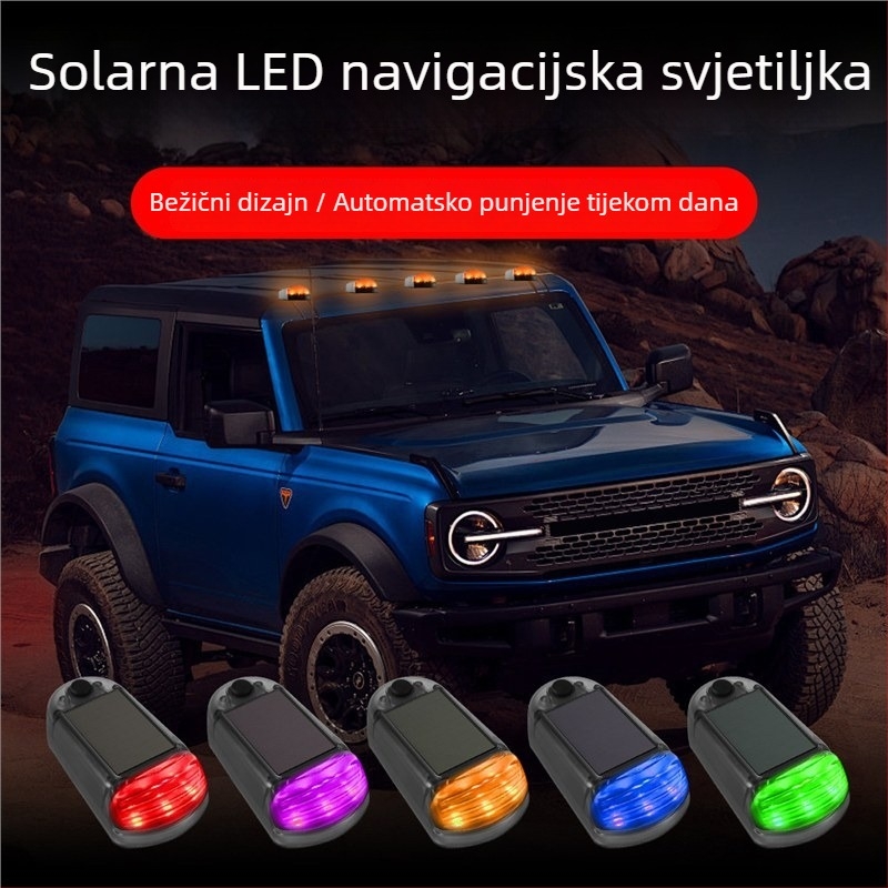 Solarno stropno svjetlo za automobile, kamione i pickupe, 3-LED modifikirano svjetlo, bez žica, treperi, 5W/5V, 001