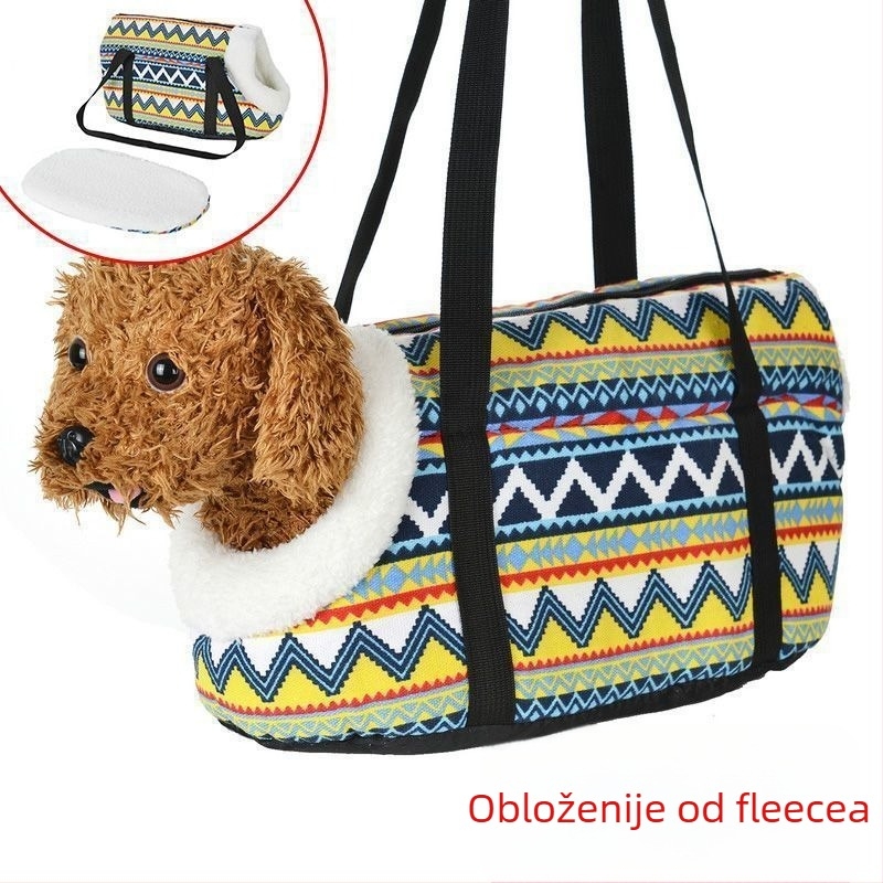 Torba za kućne ljubimce s naramenicom, za pse i mačke, zimska topla plišana podstava, platnen materijal