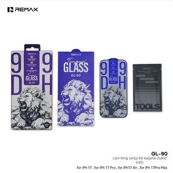 Remax Lion King 9D zakrivljene ivice zaštitno staklo za ekran za iPhone 15/16/17 seriju — HD, zaštita privatnosti