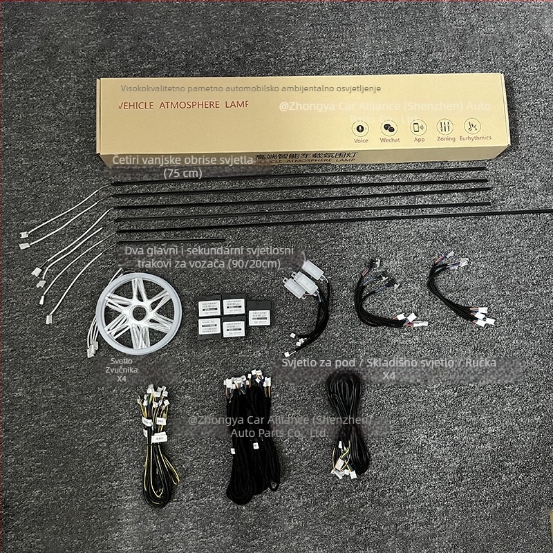 Skrivena LED automobilska atmosfera svjetlo za unutrašnjost, univerzalni model zycl01, 0.2W, 9-16V, LED akril