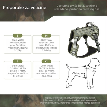 Weixun nylonni prsni harnes za pse - taktički, otporan na habanje, protiv ugriza, s povodcem