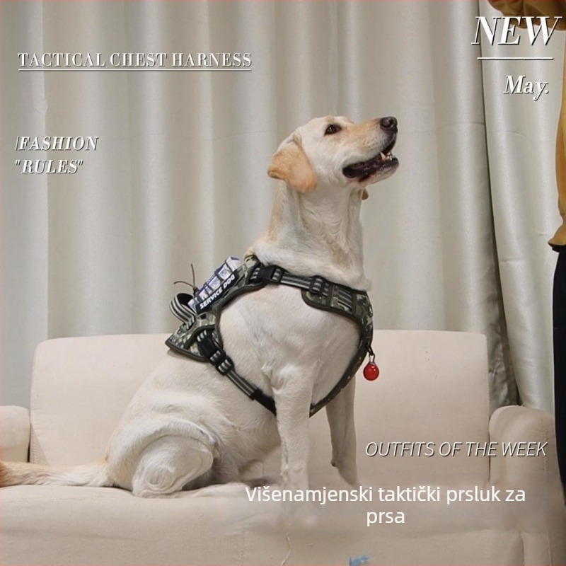 Weixun nylonni prsni harnes za pse - taktički, otporan na habanje, protiv ugriza, s povodcem