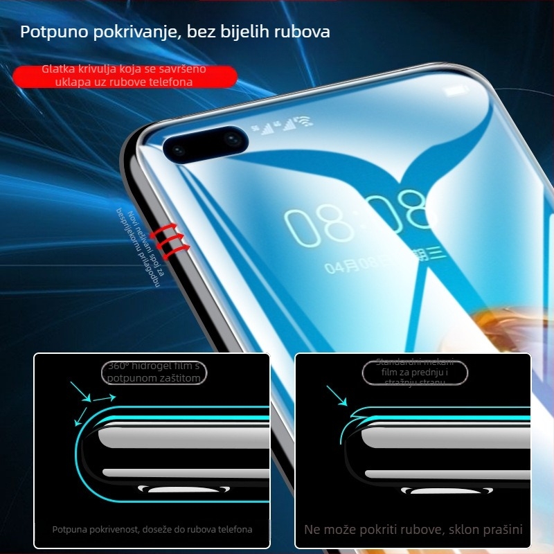 Huawei P40 Pro zaštitnik zaslona – prednji i stražnji hidrogelni film, matni rub, antiotisci prstiju
