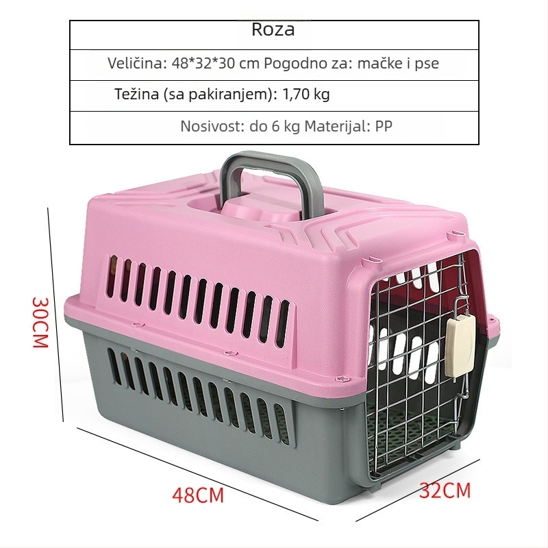 PP materijal kutija za prijevoz kućnih ljubimaca za mačke, pse i zečeve — prenosna kutija, kapacitet 1, nosivost 5–7 kg, tvrdoća srednja