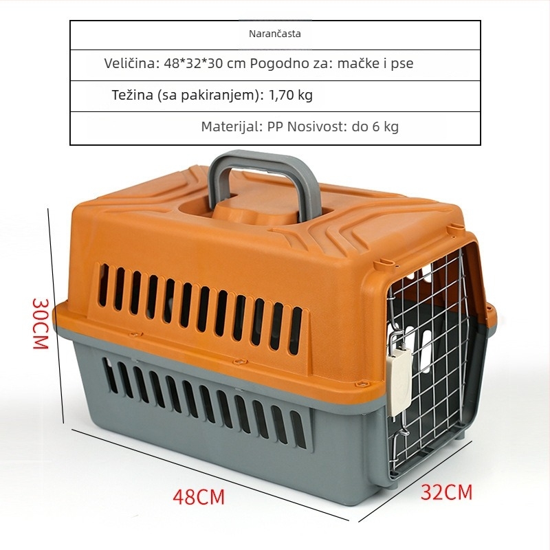 PP materijal kutija za prijevoz kućnih ljubimaca za mačke, pse i zečeve — prenosna kutija, kapacitet 1, nosivost 5–7 kg, tvrdoća srednja