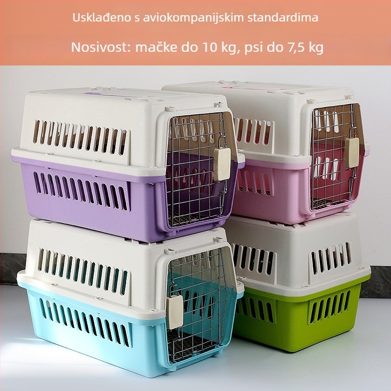 PP materijal kutija za prijevoz kućnih ljubimaca za mačke, pse i zečeve — prenosna kutija, kapacitet 1, nosivost 5–7 kg, tvrdoća srednja