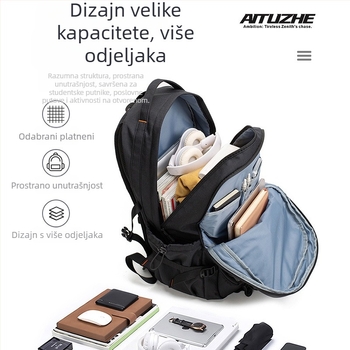Unisex planinski ruksak za kampiranje i putovanja, vodootporan, lagan, PU materijal, 20–35 L, kompatibilan s 13-inčnim prijenosnikom, naramenice s zračnim jastučićima