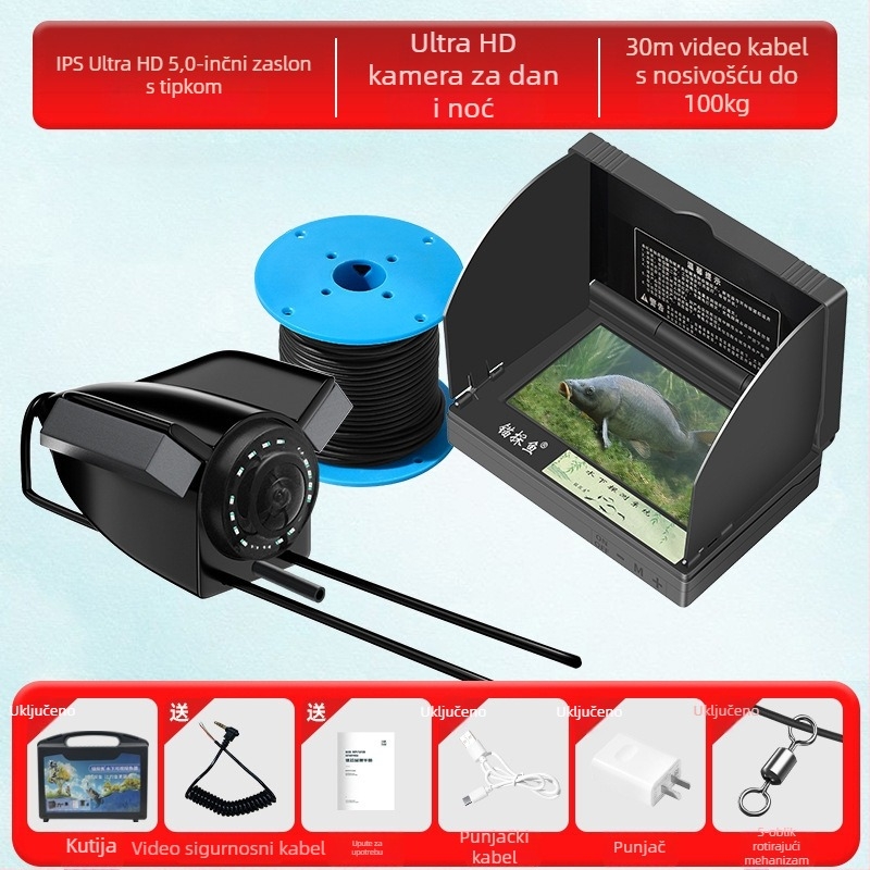 Podvodni uređaj za pronalaženje ribe s HD kamerom i termalnim senzorom, dubina 0.6–30 m, napajanje DC 10–18 V