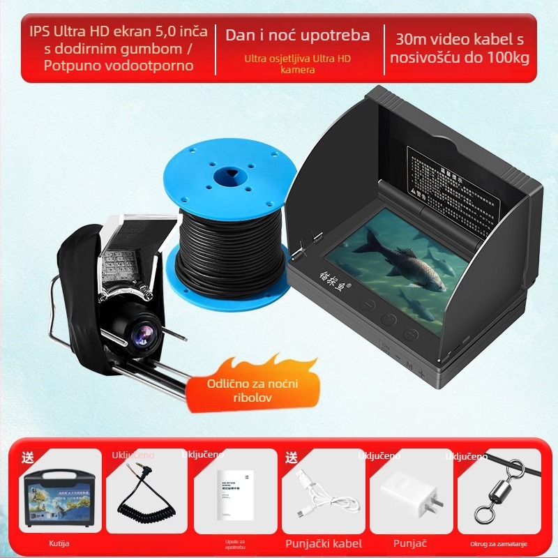Podvodni uređaj za pronalaženje ribe s HD kamerom i termalnim senzorom, dubina 0.6–30 m, napajanje DC 10–18 V