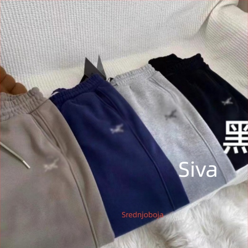 Unisex hlače od velura Cupro vlakna, ravnog kroja, srednji pojas, mikroelastičnost, zimska sezona