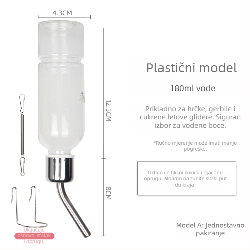 Staklena posuda za piće za male kućne ljubimce s kugličnim ventilstom