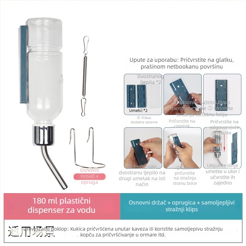 Staklena posuda za piće za male kućne ljubimce s kugličnim ventilstom