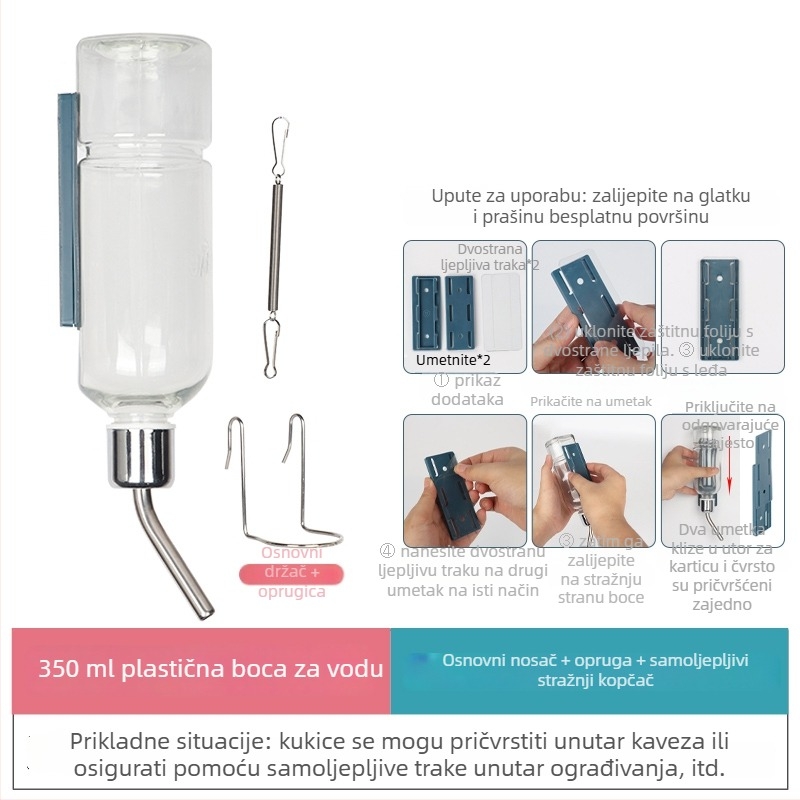 Staklena posuda za piće za male kućne ljubimce s kugličnim ventilstom