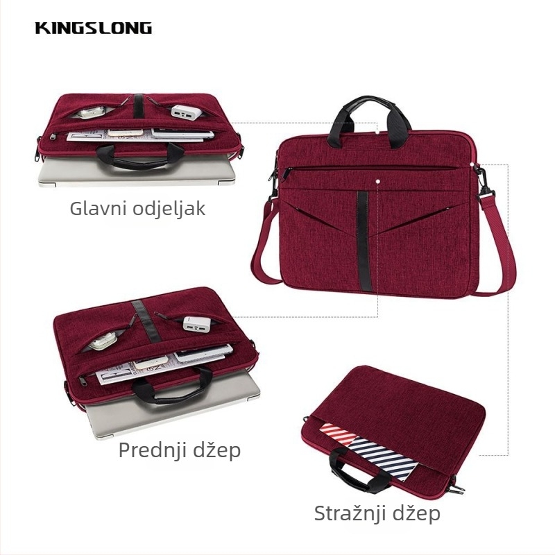 Torba za laptop za muškarce i žene, vodootporna, otporna na habanje, otporna na udarce; materijal Oxford tkanina, podstava od poliestera; gradski jednostavan stil preko ramena