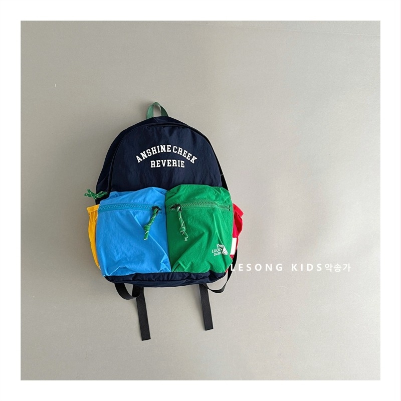 Dječji platneni ruksak, unisex, velikog kapaciteta, naramenice s zračnim jastučićem, uzorak s riječima, podstava od pamuka