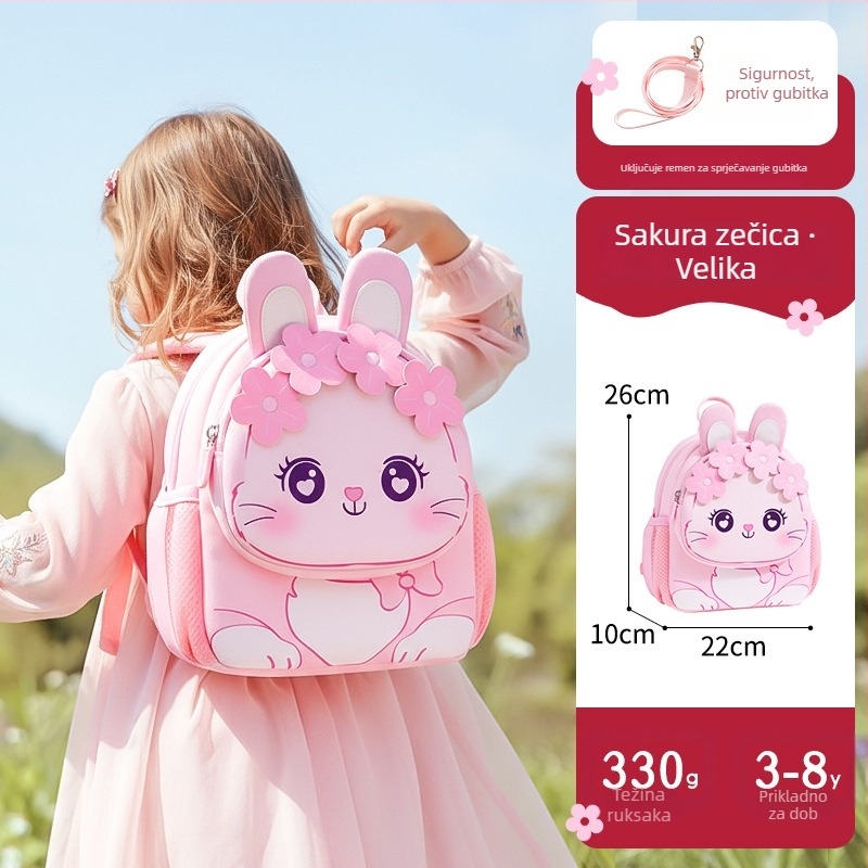 Dječji mini ruksak za uzrast 3–6 godina, diving cloth materijal, prozračan, ultralak, otporan na habanje, reflektirajući za noćnu sigurnost