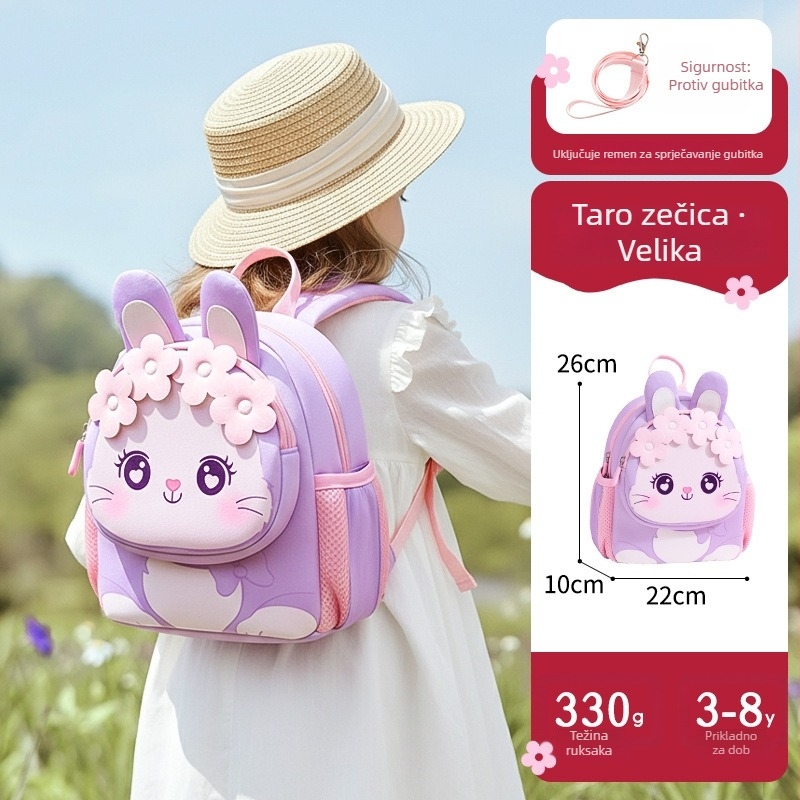 Dječji mini ruksak za uzrast 3–6 godina, diving cloth materijal, prozračan, ultralak, otporan na habanje, reflektirajući za noćnu sigurnost