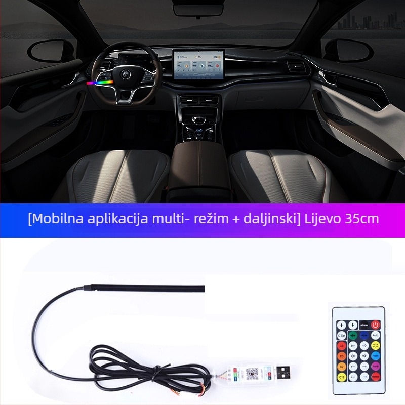 Akrilna unutarnja ambijentalna svjetlosna traka za automobil, za vrata i središnju konzolu, model Symphony cold light advance ambient light, napon 5V, struja 3A, snaga 3W