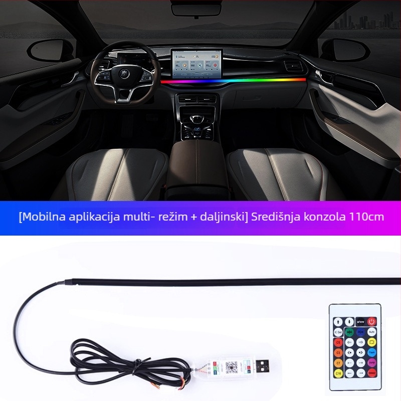 Akrilna unutarnja ambijentalna svjetlosna traka za automobil, za vrata i središnju konzolu, model Symphony cold light advance ambient light, napon 5V, struja 3A, snaga 3W
