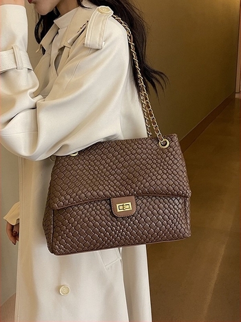 Torba pod pazuhom s poklopcem - PU materijal, gradski jednostavan stil, horizontalni kvadratni oblik, zatvaranje poklopcem, unutarnja džep sa zatvaračem i džep za mobitel, poliester podstava, jedna naramenica, jesen 2025