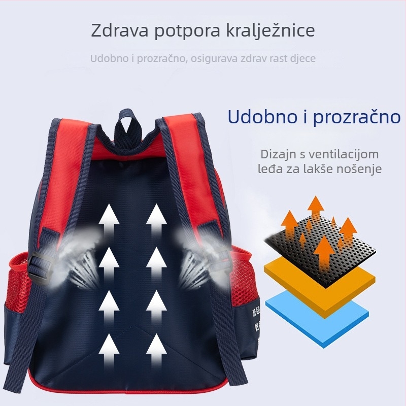 Školska torba za vrtić 3–5 godina, prozračna zaštita leđa, smanjenje opterećenja, poliester, zakrivljene naramenice