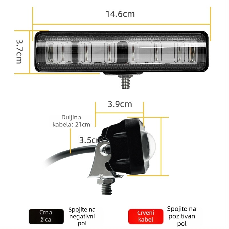 LED upozoravajuće svjetlo za viljuškar, 12-80V, 18W, 6-LED, aluminijsko kućište, akrilna leća
