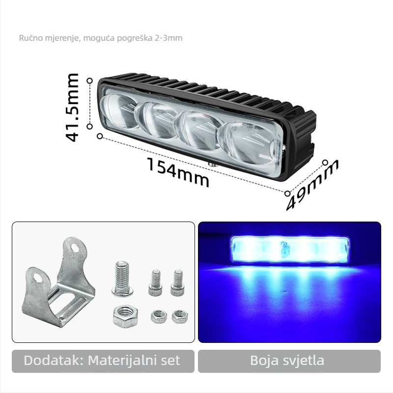 LED upozoravajuće svjetlo za viljuškar, 12-80V, 18W, 6-LED, aluminijsko kućište, akrilna leća