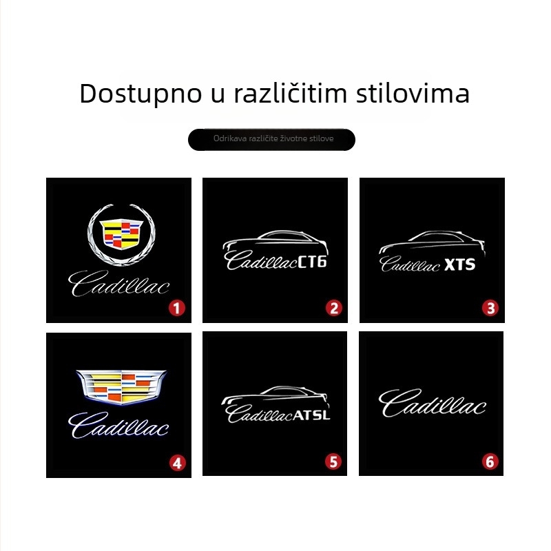 Cadillac automobilsko svjetlo dobrodošlice – laserska projekcija vrata, 12V, 5W, model DBS0006, ugrađena instalacija, kompatibilno s LS/ES/IS/LX/RX/GS/GX