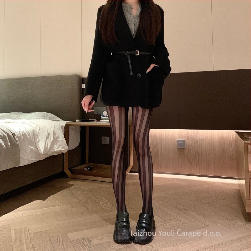 Tanke ženske tajice od Core-spun vlakna, 15D, najlon 50–70%, uzorak: pruge/kocke/blokovi, UV zaštita, oblikovanje, otporne na zapetljavanje, pogodne za klub