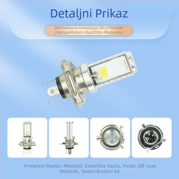 Motocikl LED prednje svjetlo H4, aluminijsko kućište, IP67, 1500LM, 8-80V