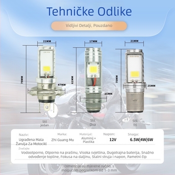 Motocikl LED prednje svjetlo H4, aluminijsko kućište, IP67, 1500LM, 8-80V
