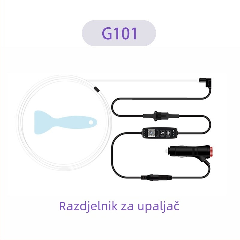 Unutarnja automobilska LED traka za atmosferu s glasovnim upravljanjem putem aplikacije, glazbena sinkronizacija za središnju konzolu, G serija, PVC+LED+MMA, 5-12V, 1.4W, univerzalna