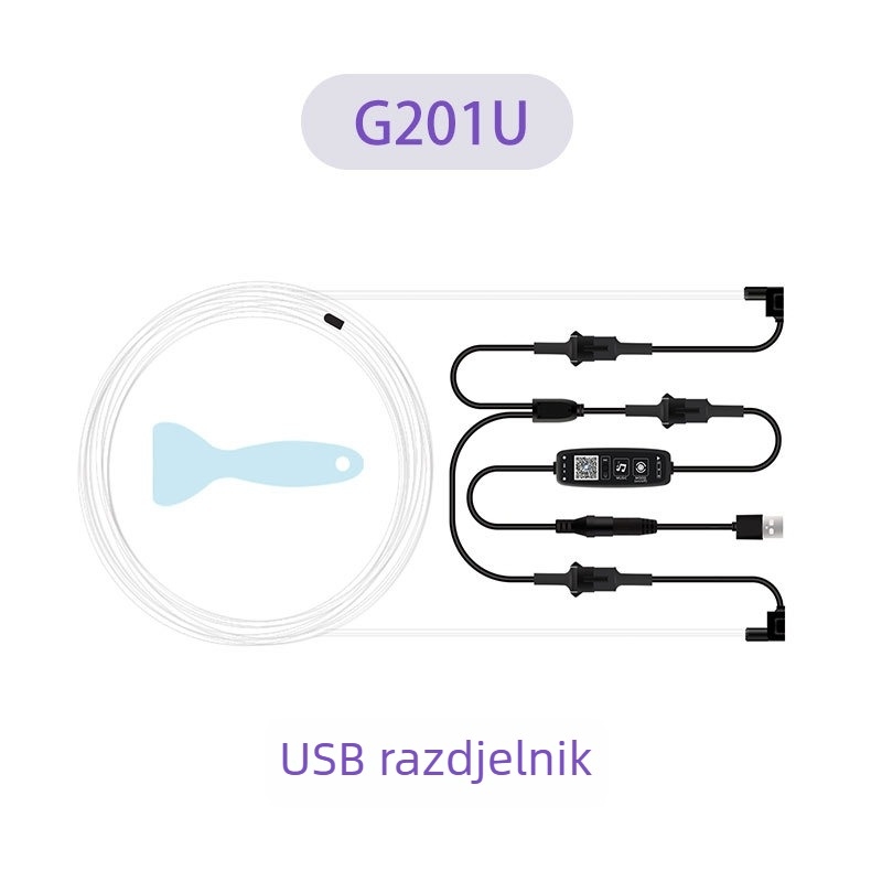 Unutarnja automobilska LED traka za atmosferu s glasovnim upravljanjem putem aplikacije, glazbena sinkronizacija za središnju konzolu, G serija, PVC+LED+MMA, 5-12V, 1.4W, univerzalna