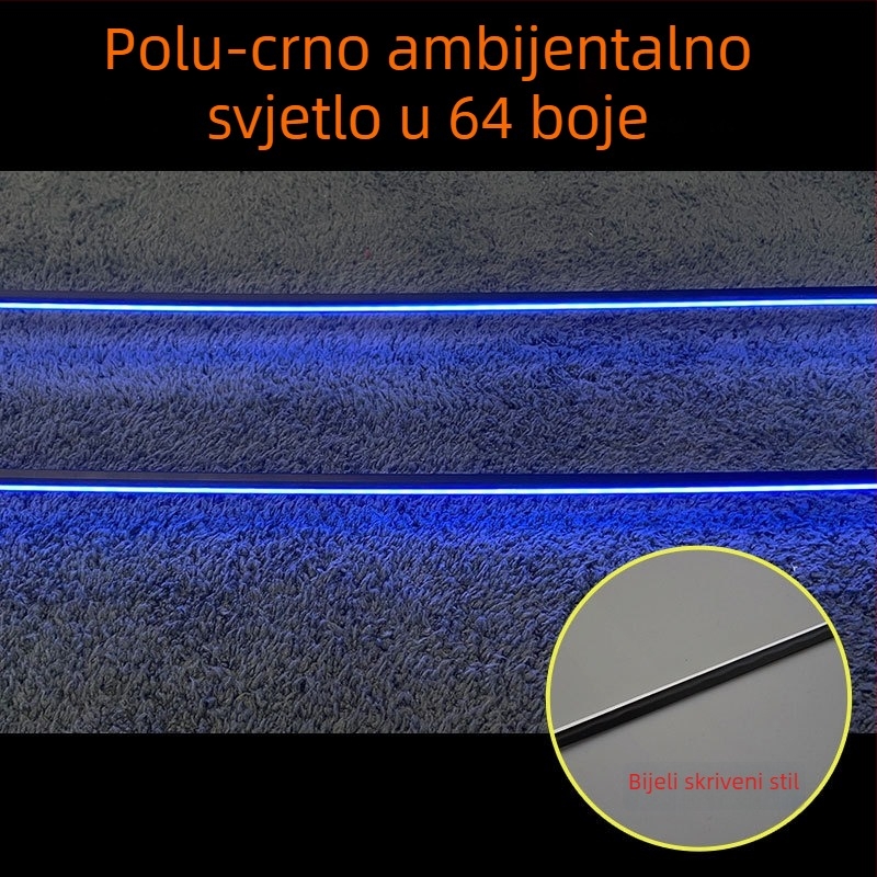 Nevidljivo akril LED ambijentalno svjetlo za unutrašnjost automobila, bežično, glasovno upravljanje putem aplikacije