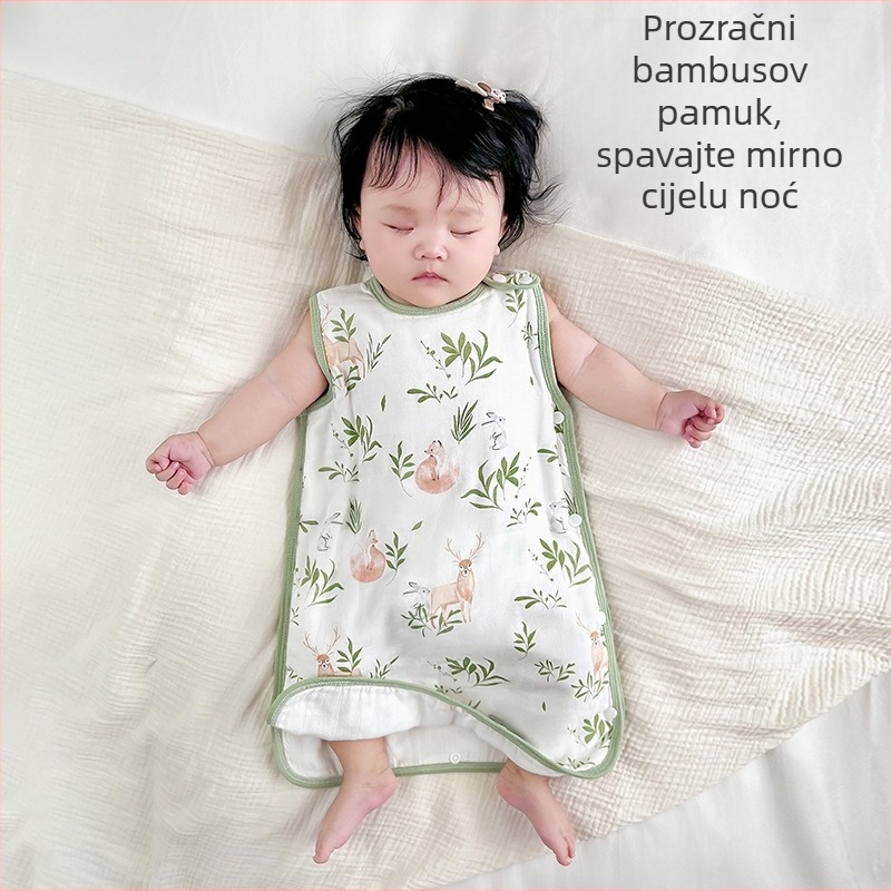 Bebina spavaća vreća, stil prsluka, vanjski materijal od bambusovih vlakana, podstava od pamuka, punjenje pamukom, upijanje vlage i termoregulacija