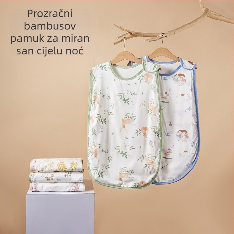 Bebina spavaća vreća, stil prsluka, vanjski materijal od bambusovih vlakana, podstava od pamuka, punjenje pamukom, upijanje vlage i termoregulacija