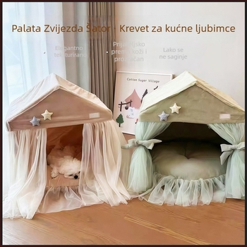 Mačja šator — u Ins stilu, zatvorena unutarnja mačja vila, materijal: zajski velur / Judy korduroj