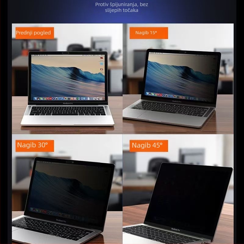 Zaštita zaslona privatnosti za Apple notebook – anti-peep, mat završni sloj, trostruki PET, elektrostatično prianjanje, oko 95 g