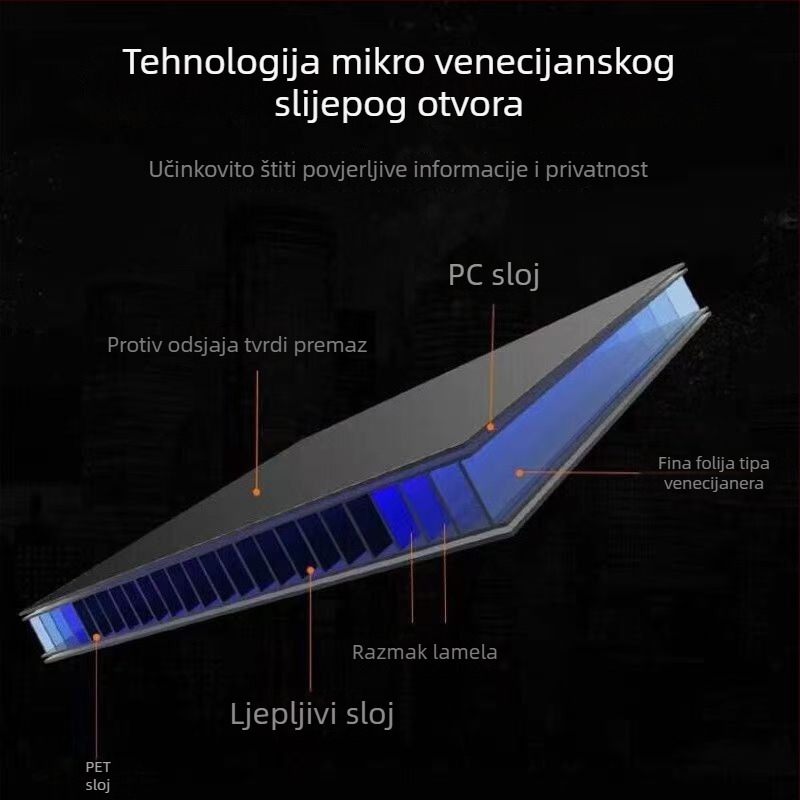 Zaštita zaslona privatnosti za Apple notebook – anti-peep, mat završni sloj, trostruki PET, elektrostatično prianjanje, oko 95 g