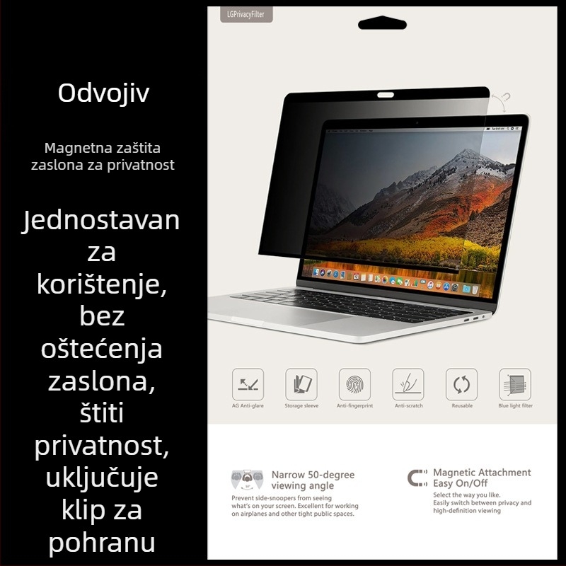 Magnetski anti-peep zaštitni film za MacBook Pro/Air - ultra tanak, filtr plave svjetlosti, kompatibilan s MacBookom