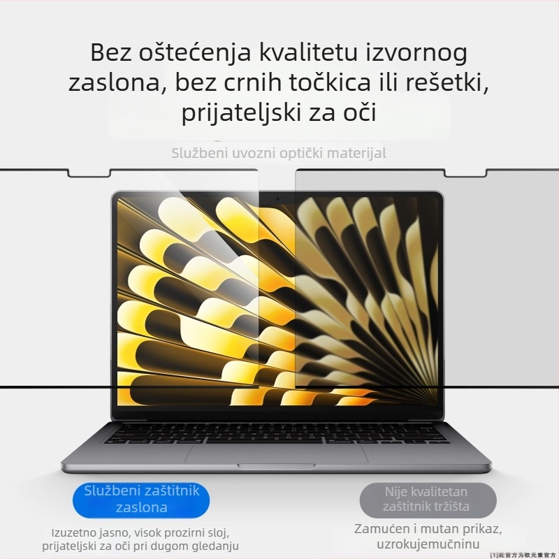 Magnetni zaštitnik zaslona za MacBook, PET materijal iz njemačkog uvoza, strojna obrada, uključuje komplet alata, kompatibilan s MacBookom