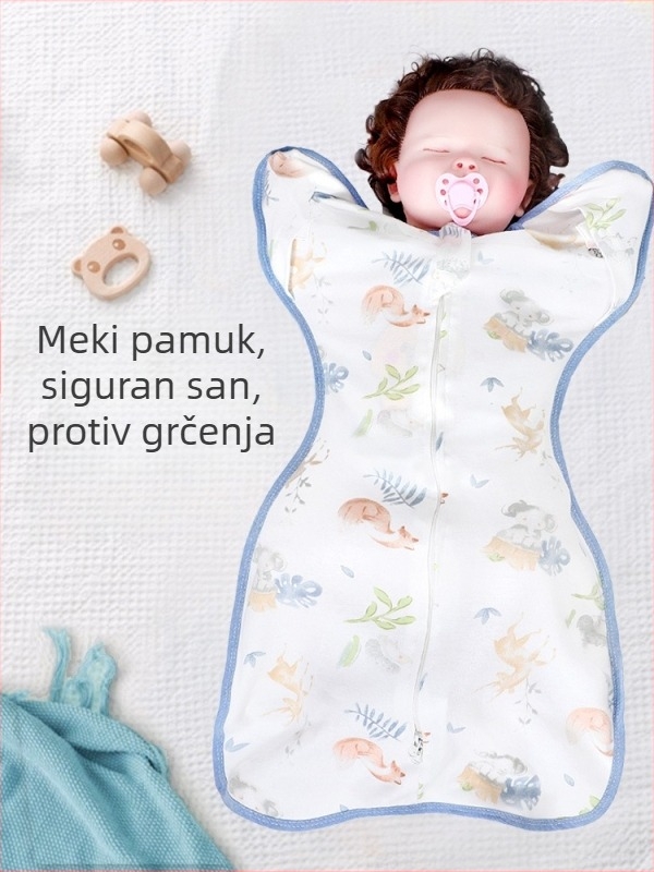 Spavaća vreća za novorođenče, stil s padajućim ramenima, vanjska tkanina 100% pamuk, podstava od pamuka, karikatura uzorak, za sve sezone, uzrast 0–1 godina