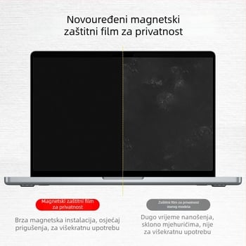 Zaštitno staklo zaslona za MacBook Pro s magnetskim držanjem, zaštitom privatnosti i filtrom plavog svjetla