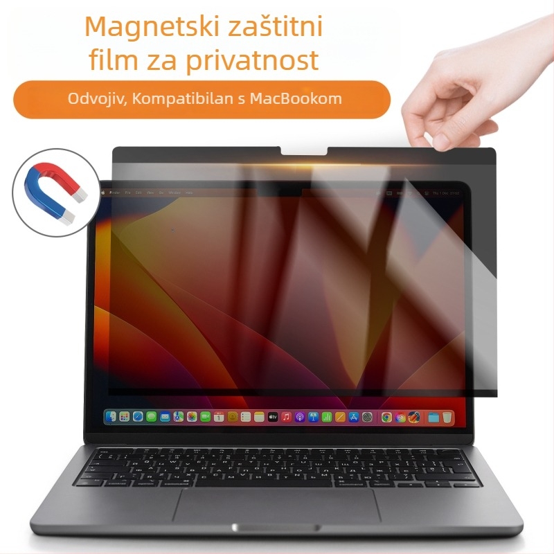 Zaštitno staklo zaslona za MacBook Pro s magnetskim držanjem, zaštitom privatnosti i filtrom plavog svjetla