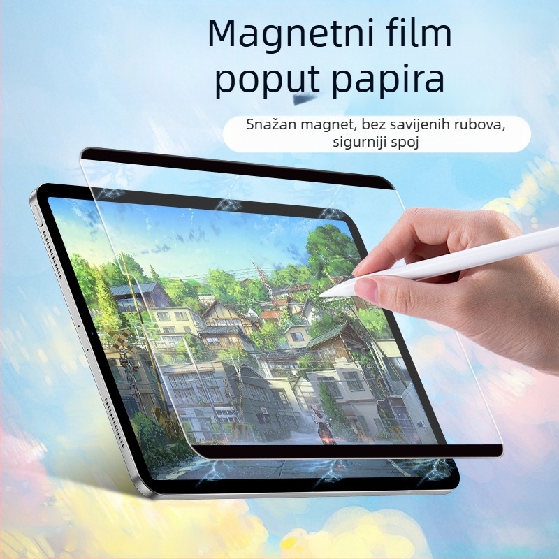 Prednje zaštitno folio za iPad – mat površina, otporna na otiske prstiju, magnetsko pričvršćivanje, podržava pisanje/crtanje, kompatibilno s iPad 9, Pro 11, Air 6
