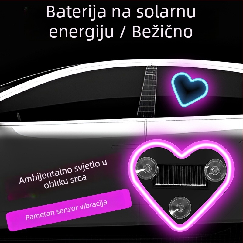 Solarna srcolika LED ambijentalna svjetiljka za auto – svjetlo za bočno prozorsko staklo kamiona, ABS kućište, snaga 3, vijek trajanja 50 000 h