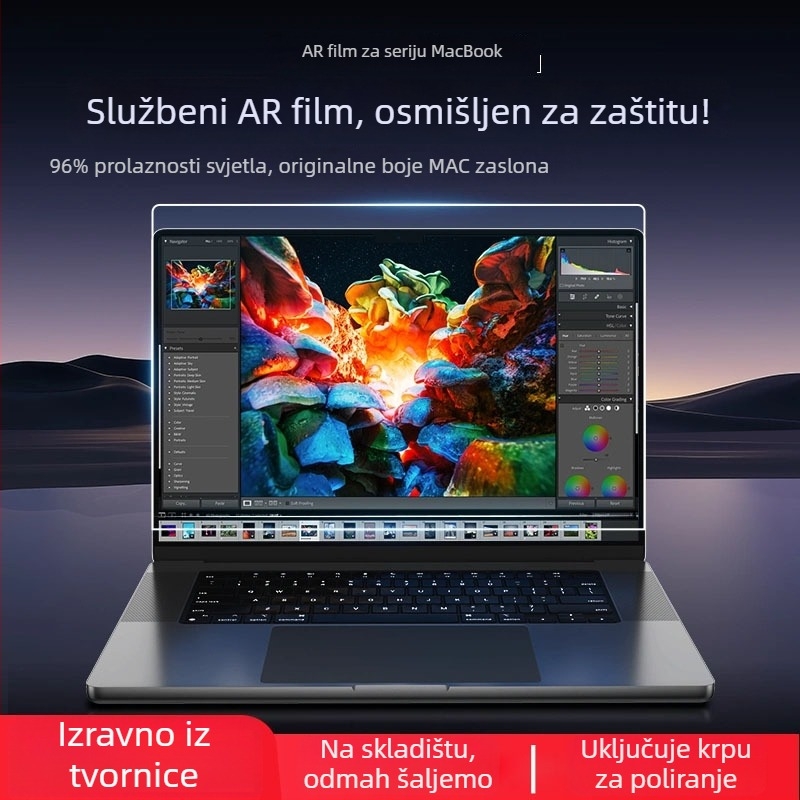 AR film za ekran MacBook Pro/Air – poboljšan, anti-refleksijski, otporan na otiske prstiju