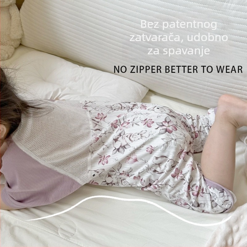 Dječja spavaća vreća - tanak ljetni model, tkanina poliester + elastan, punilo od pamuka, otisak, za dob 1–3 godine (80–100 cm)