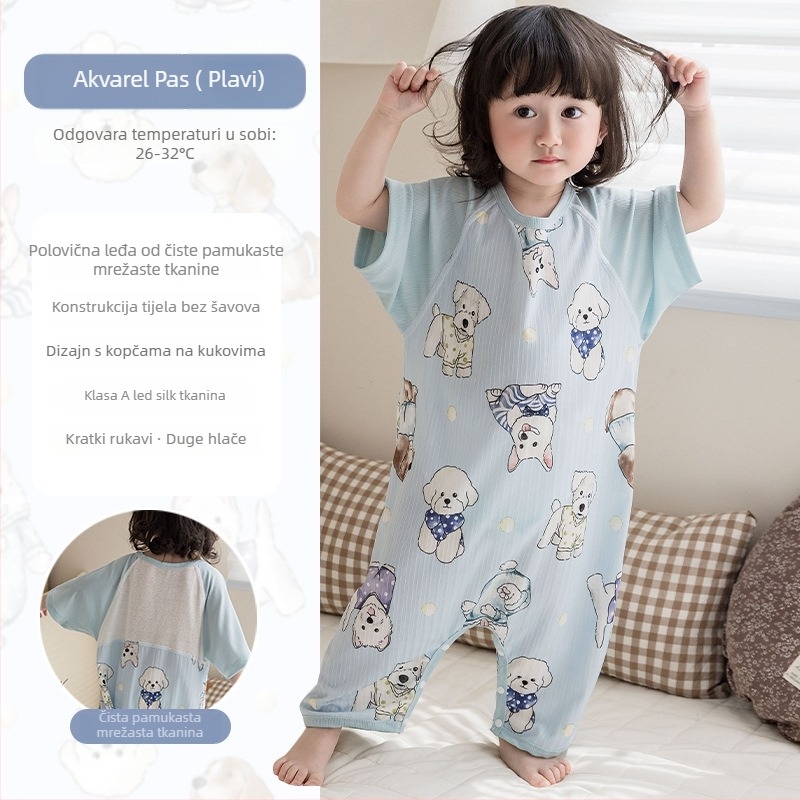 Dječja spavaća vreća - tanak ljetni model, tkanina poliester + elastan, punilo od pamuka, otisak, za dob 1–3 godine (80–100 cm)